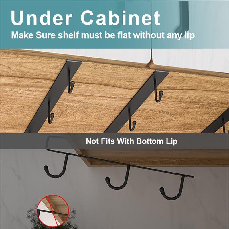 ECROCY Mug Hooks for Cabinet, Clip-On Shelf and Only Fits Flat Cabinet Without Any Lip, 3pcs Mug Holder No Drilling Free Damage - Image 4